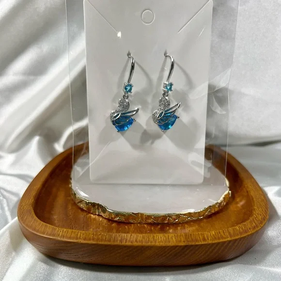 Blue Swan Dangle Earrings - Picture 1 of 5